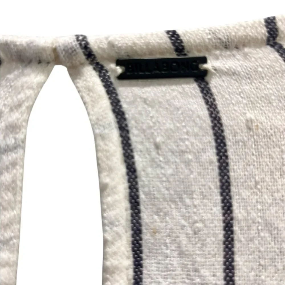 Billabong Robe Life White and Black Plunge Neck Striped Dress small - Picture 3 of 15